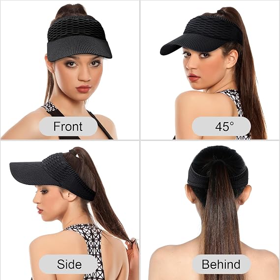 2-Pack Women's High Ponytail Sun Visor Hats