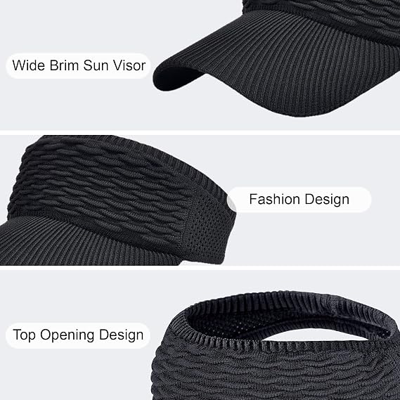 2-Pack Women's High Ponytail Sun Visor Hats
