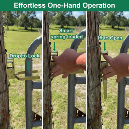🔥LAST DAY 49% OFF🔥Instant Locking Gate Latch – Prevents Cattle, Sheep & Horses From Escaping