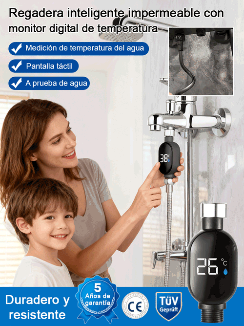 Ducha inteligente con pantalla de temperatura.Una carga dura un año y la ducha es gratuita