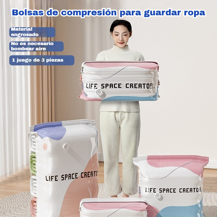 👕📦【4 Pcs 】Bolsas de compresión para guardar ropa, no requieren vacío, diseño reforzado.