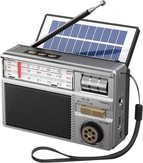 📻 Portable All-Band Classical Radio with Bluetooth Speaker & Solar Charging ☀️🔋