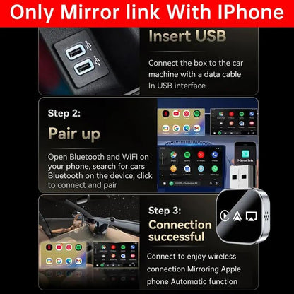 📶  2026 Upgrade 3 in 1 Screen Mirror iOS Phone, wired to wireless Carplay adapter