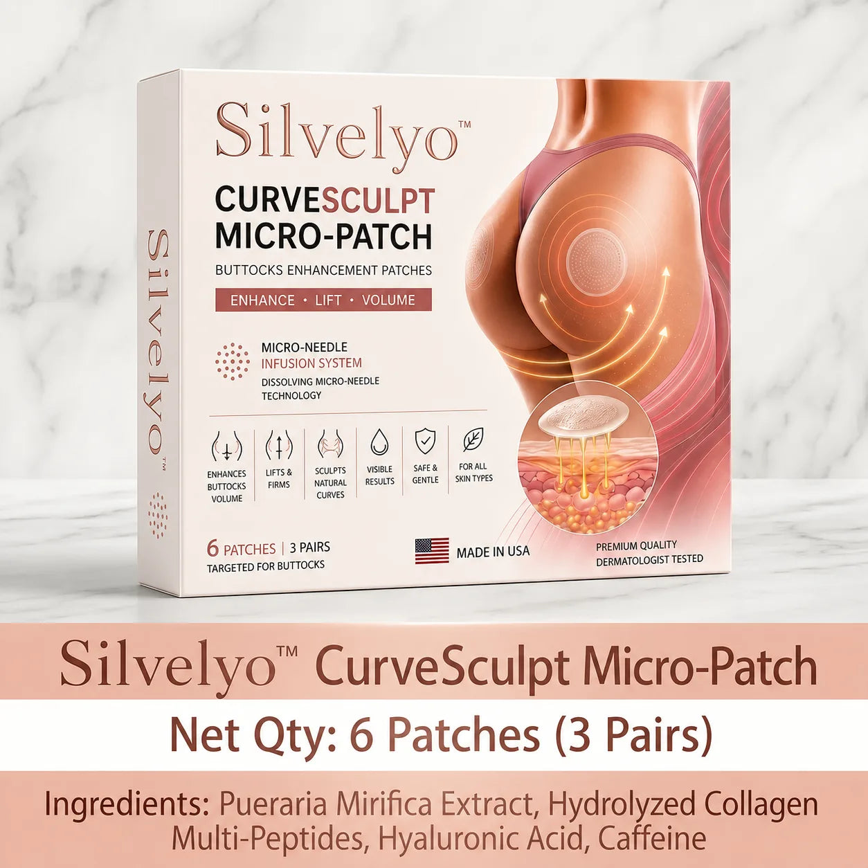 Silvelyo™ CurveSculpt Micro-Patch ✦ Sculpt • Firm • Smooth Lower Body Curves ✦ Micro-Needle Infusion System