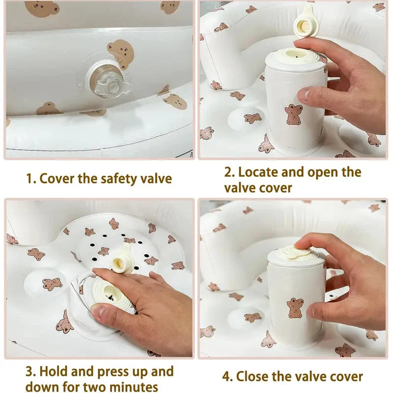 Kaiwatoy®Inflatable Baby Seat 3+ Months, Built-in Air Pump Baby Seat for Kids, Toddler, Breathable Cover,  Baby Essentials & Baby Items