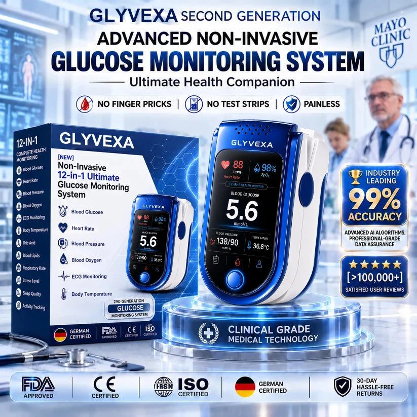 🩺 GLYVEXA™ T7 Non-Invasive Glucose & Health Monitor | 🩸 No Finger Pricks Blo