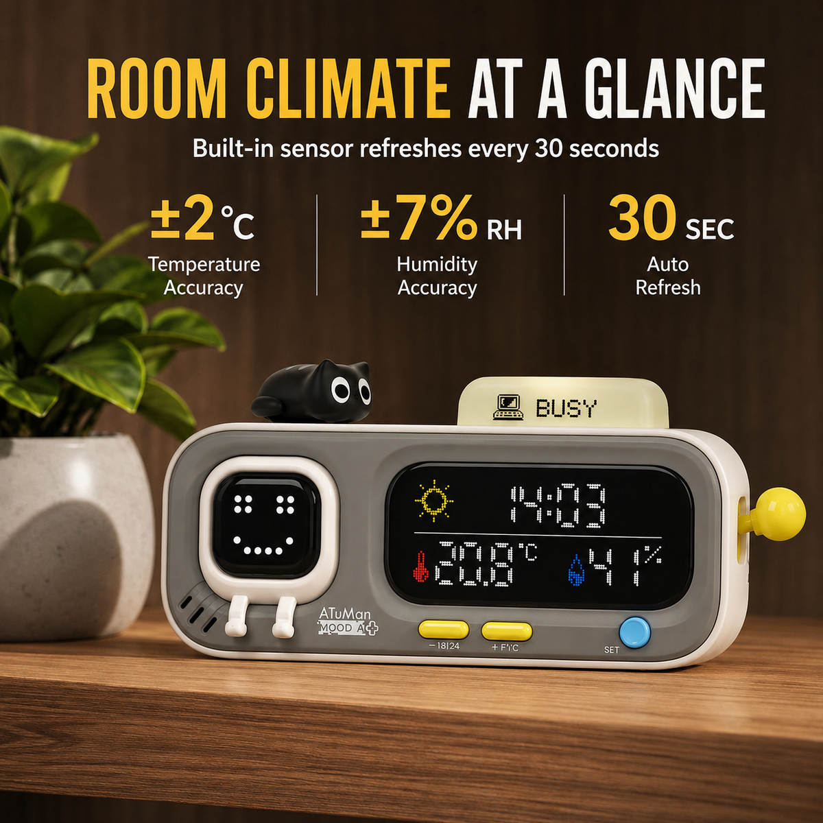 Smart Desk Clock & Climate Monitor by Livierro