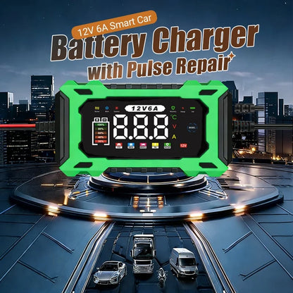 ⏳Time-Limited Special⏰12V 6A Smart Car Battery Charger – Pulse Repair Technology, Auto Maintain & Desulfation⚡
