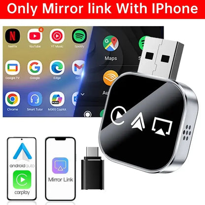📶  2026 Upgrade 3 in 1 Screen Mirror iOS Phone, wired to wireless Carplay adapter