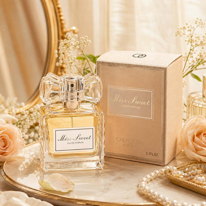 🎀 Miss Sweet Women's Fragrance – Crystal Bow Rose-Inspired Eau de Parfum in Blush Pink, Champagne Gold & Soft Violet