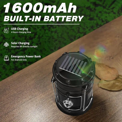 Rechargeable Solar Camping Lanterns – Foldable LED Lights with Magnetic Base & Hanging Hook for Camping, Hiking & Emergencies