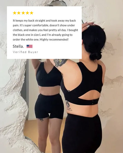 Cross Back Front Closure Wireless Posture Support Bra