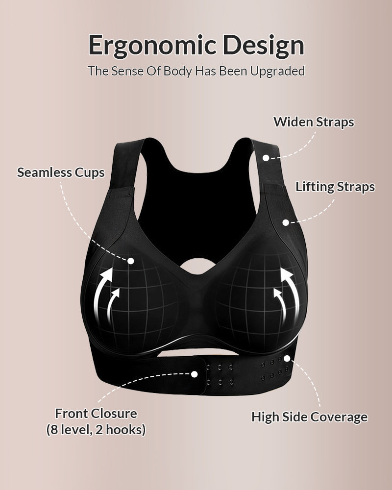 Cross Back Front Closure Wireless Posture Support Bra