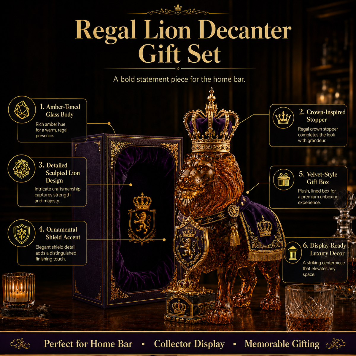👑 Crown Royal Lion Whiskey Bottle – 87th Anniversary Limited Edition