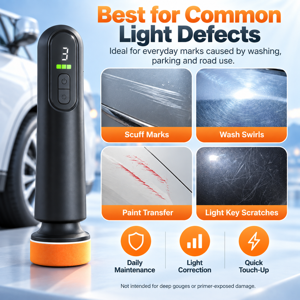 ✨2026 Hot Sale🚗 Cordless Car Polisher — 12,000 RPM 3-in-1 Buffer, Waxer & Sander
