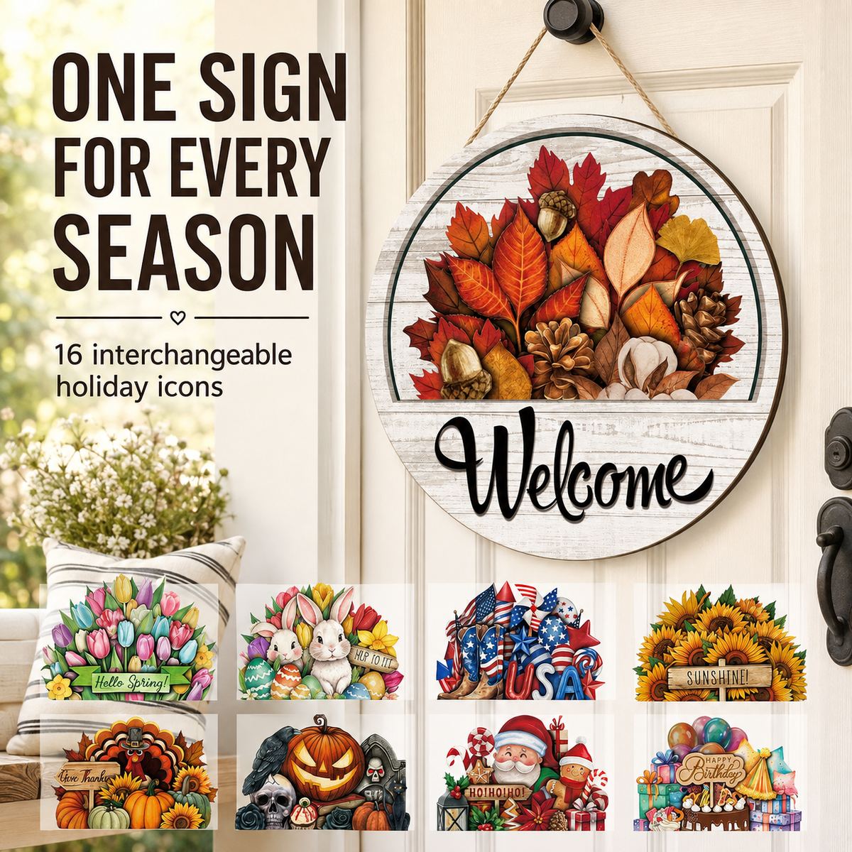 🎁✨ The Perfect Front Door Upgrade! 🏡 16-Piece Interchangeable Welcome Sign — 50% OFF Today!