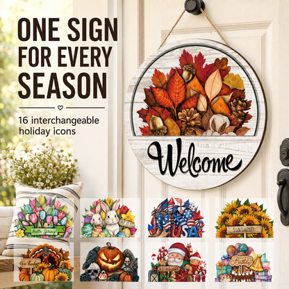 🎁✨ The Perfect Front Door Upgrade! 🏡 16-Piece Interchangeable Welcome Sign — 50% OFF Today!