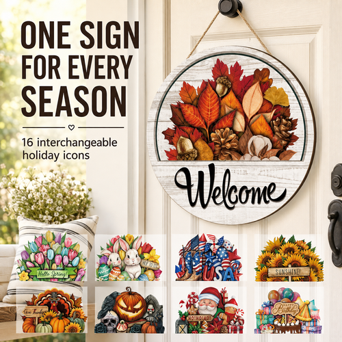 🎁✨ The Perfect Front Door Upgrade! 🏡 16-Piece Interchangeable Welcome Sign — 50% OFF Today!