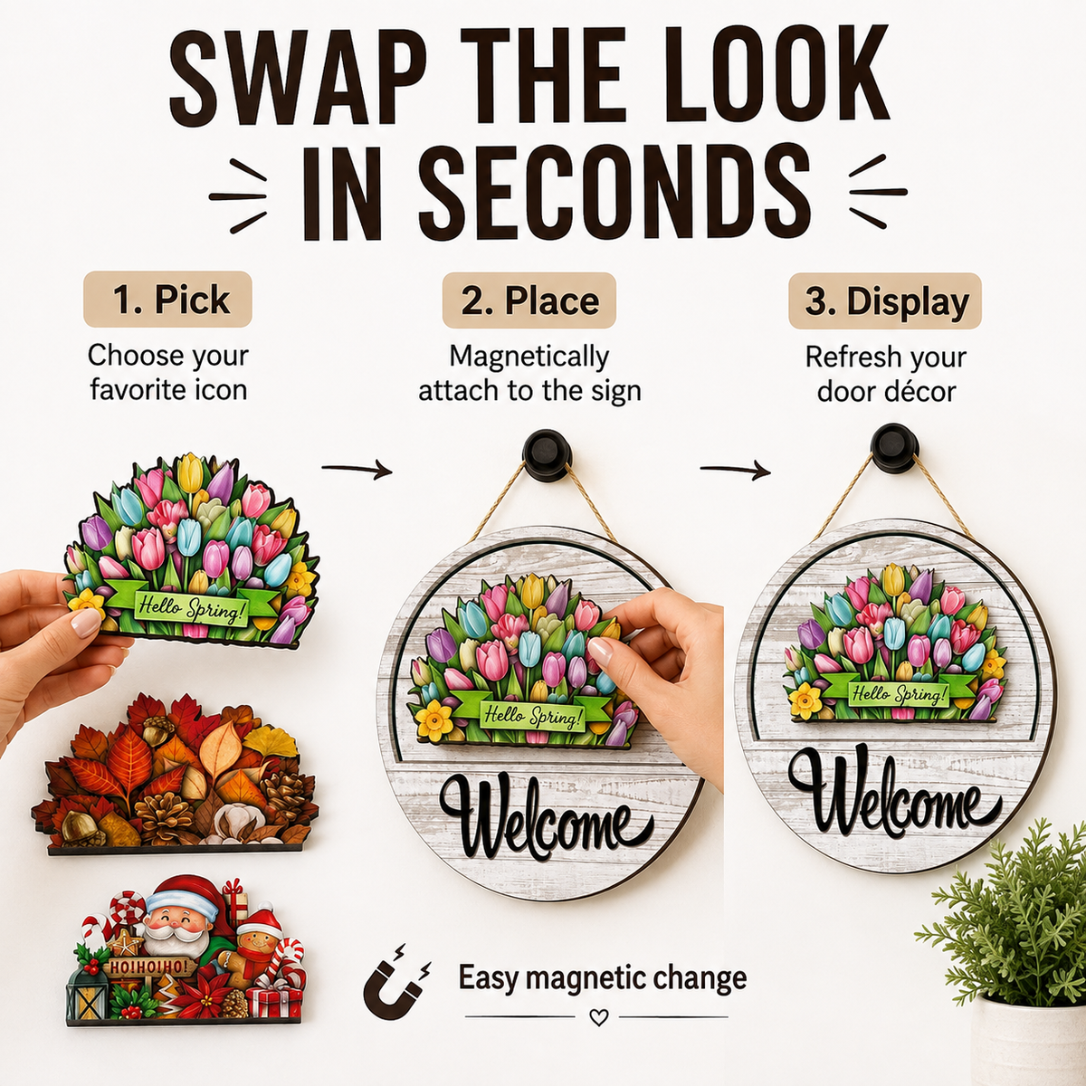 🎁✨ The Perfect Front Door Upgrade! 🏡 16-Piece Interchangeable Welcome Sign — 50% OFF Today!