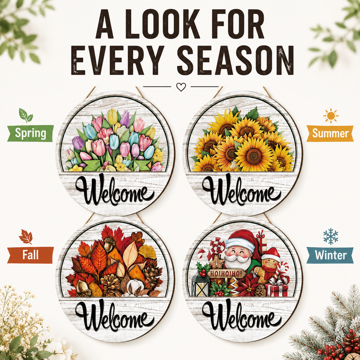🎁✨ The Perfect Front Door Upgrade! 🏡 16-Piece Interchangeable Welcome Sign — 50% OFF Today!