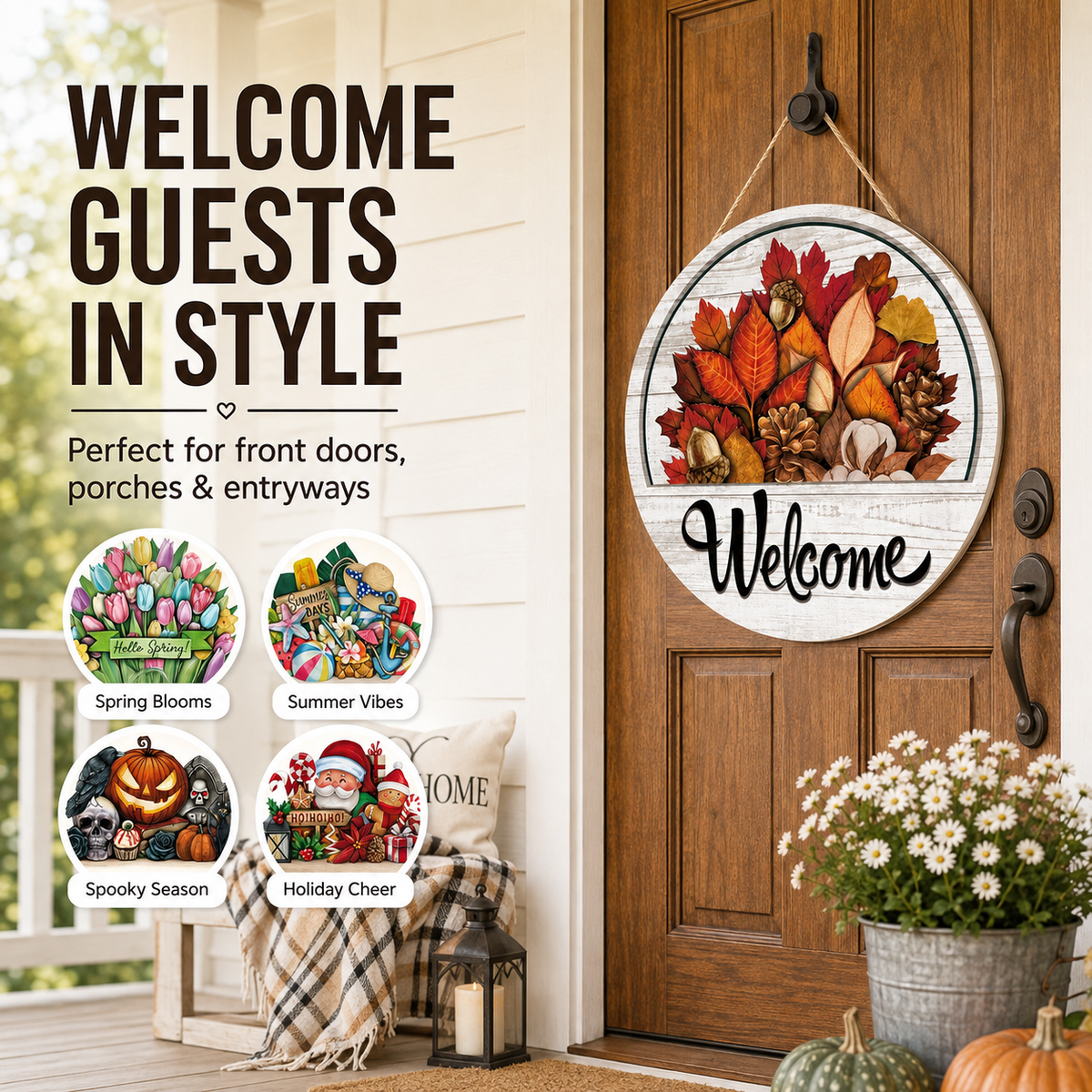 🎁✨ The Perfect Front Door Upgrade! 🏡 16-Piece Interchangeable Welcome Sign — 50% OFF Today!