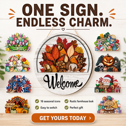 🎁✨ The Perfect Front Door Upgrade! 🏡 16-Piece Interchangeable Welcome Sign — 50% OFF Today!