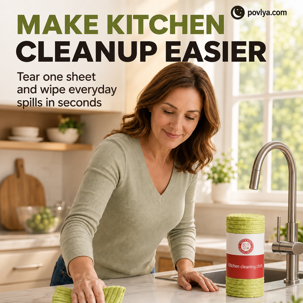 🧽 Reusable Tear-Off Cleaning Cloth Roll – Absorbent Microfiber Kitchen Towels ✨