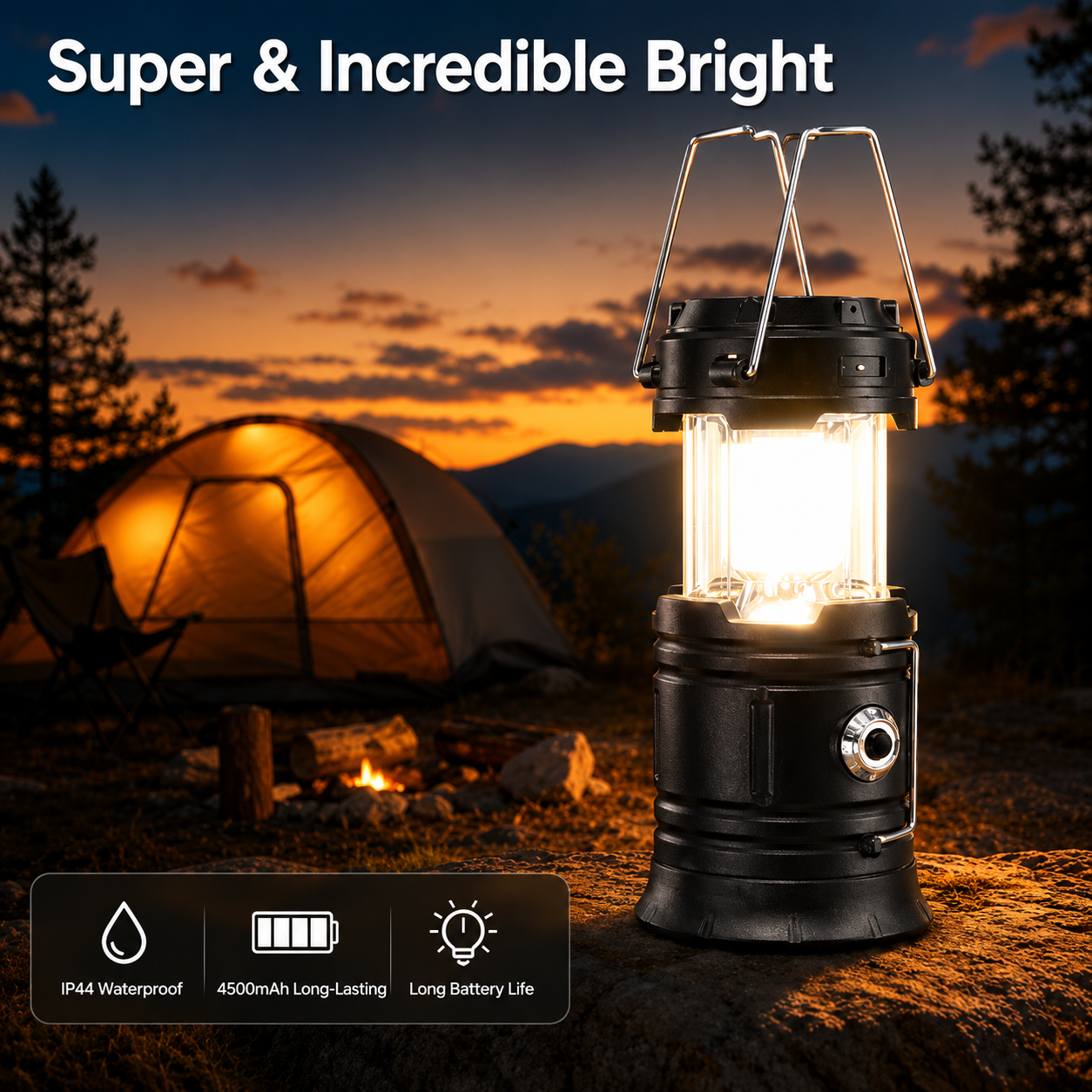 ⛺Light up any adventure with TrailGlow Pro™, ☀️the all-in-one lantern, power bank, and emergency companion.