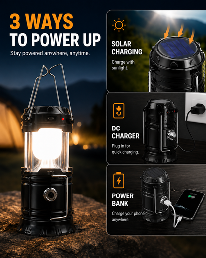 ⛺Light up any adventure with TrailGlow Pro™, ☀️the all-in-one lantern, power bank, and emergency companion.