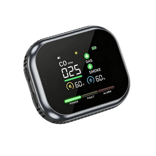 ⭐🏠 6-in-1 Smart Home Safety Detector – CO, Gas, Smoke, Temperature & Humidity Alarm