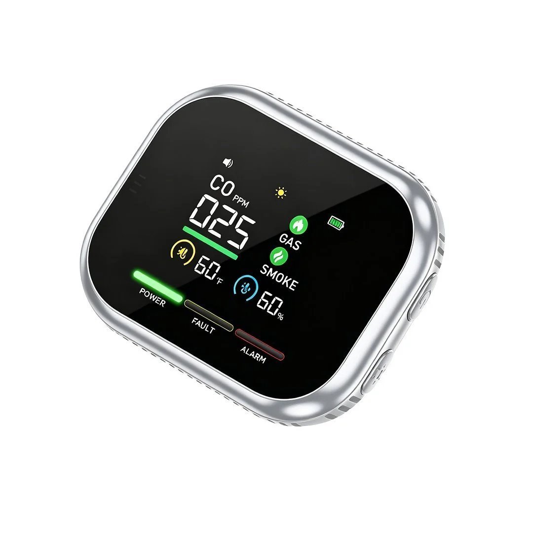 ⭐🏠 6-in-1 Smart Home Safety Detector – CO, Gas, Smoke, Temperature & Humidity Alarm