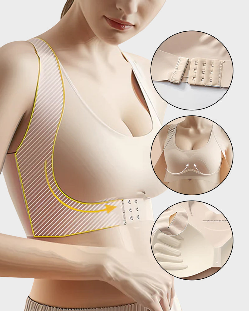 Cross Back Front Closure Wireless Posture Support Bra