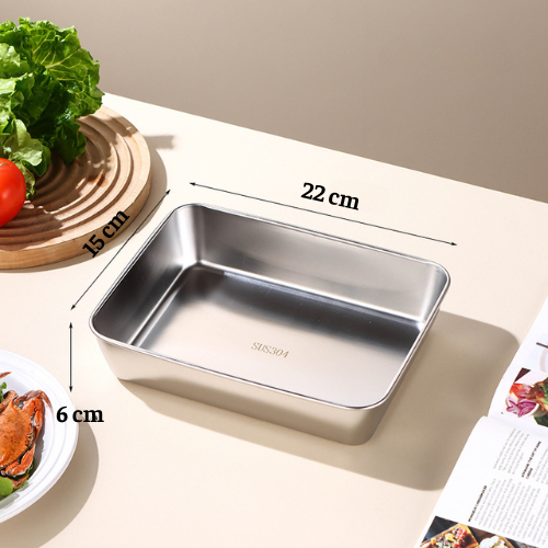 ⭐️ 4 pcs 304 stainless steel antibacterial box keeps food fresh for a long time (25*20*6cm)