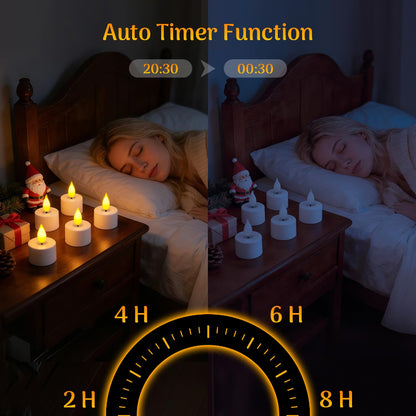 🕯6 / 12 Pack Rechargeable Flickering LED Tealight Candles with Charging Base, Remote & Timer | Safe Flameless Lights for Halloween Party Home Decor🕯️