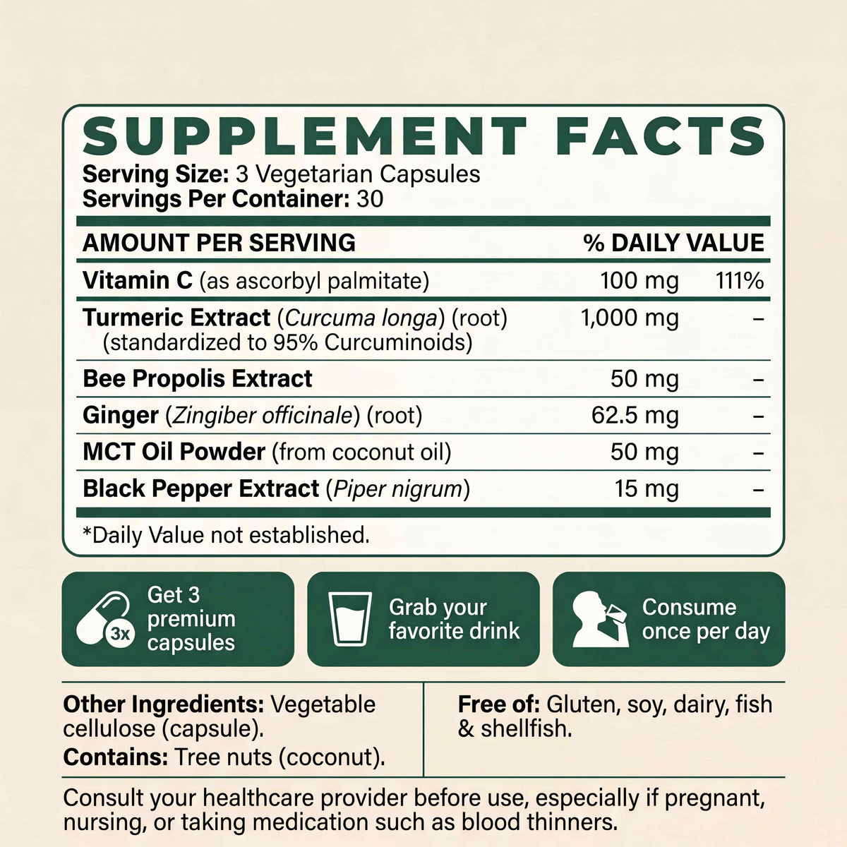 Pure Curcumin Turmeric Capsules (1,000mg)