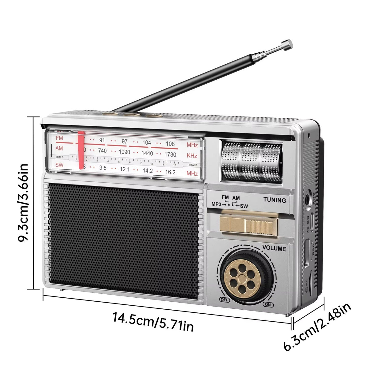 📻 Portable All-Band Classical Radio with Bluetooth Speaker & Solar Charging ☀️🔋