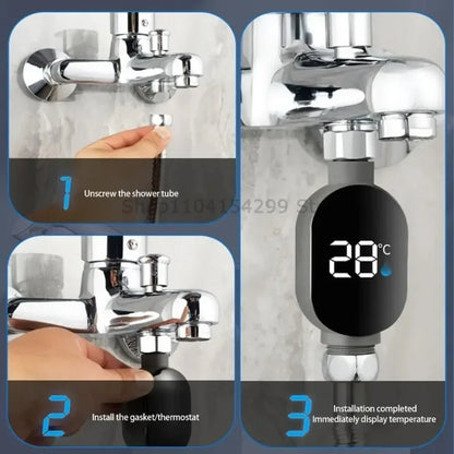 Black Bathroom Led Display 0℃~99℃ Home Water Shower Thermometer Water Accurate Temperature Measurement Meter Bathroom