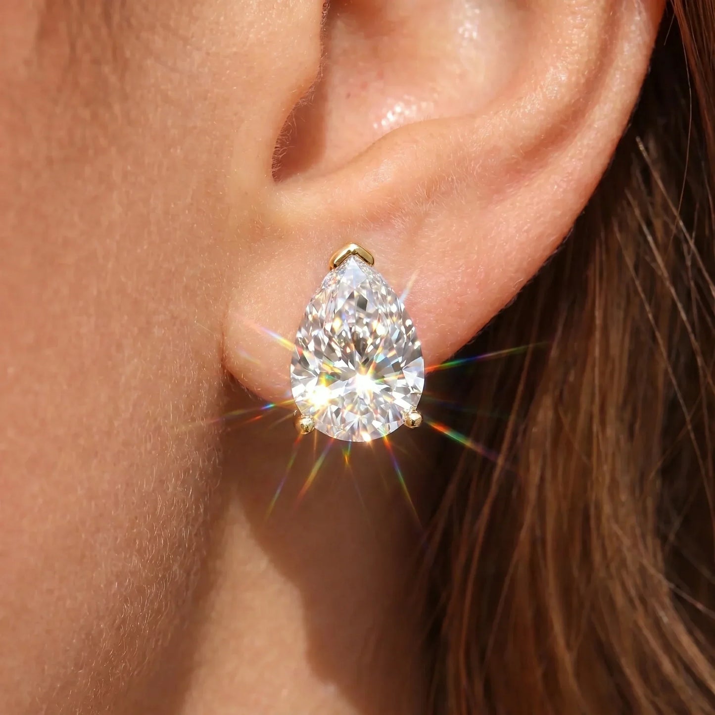 🔥 LAST DAY 90% OFF: Travel-Safe VVS1 Pear-Cut Moissanite Stud Earrings in 925 Silver
