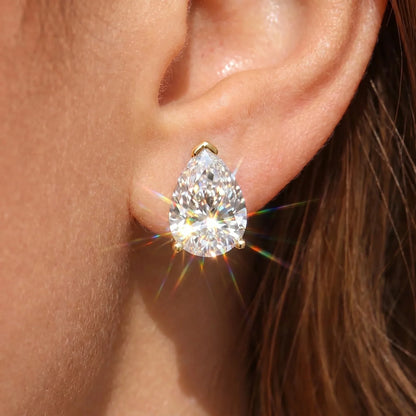 🔥 LAST DAY 90% OFF: Travel-Safe VVS1 Pear-Cut Moissanite Stud Earrings in 925 Silver