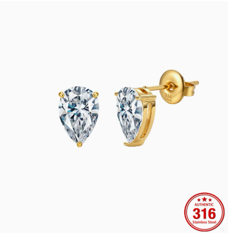 🔥 LAST DAY 90% OFF: Travel-Safe VVS1 Pear-Cut Moissanite Stud Earrings in 925 Silver