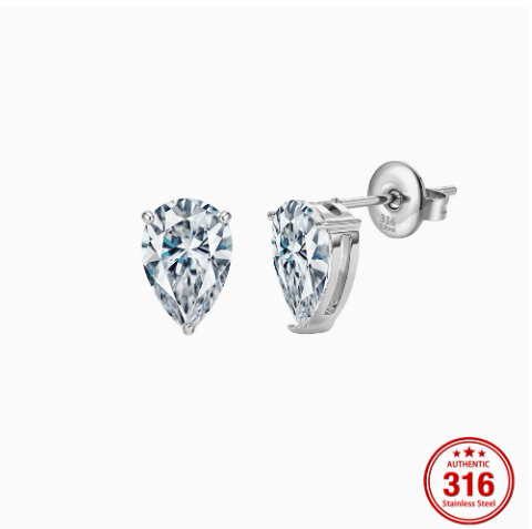 🔥 LAST DAY 90% OFF: Travel-Safe VVS1 Pear-Cut Moissanite Stud Earrings in 925 Silver