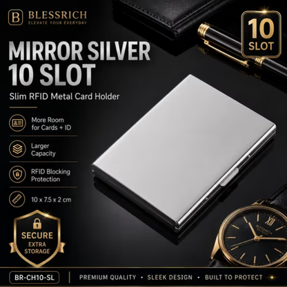 🔥RFID Blocking Metal Card Holder, Ultra Slim Stainless Steel Business Credit Card Case 💳