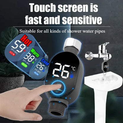 Black Bathroom Led Display 0℃~99℃ Home Water Shower Thermometer Water Accurate Temperature Measurement Meter Bathroom