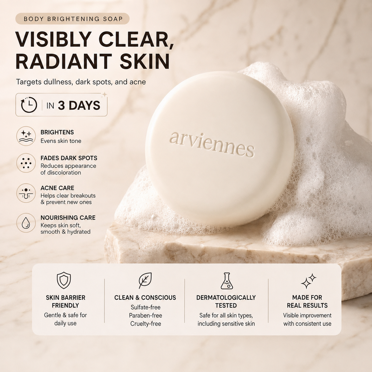 Niacinamide Skin Brightening Soap melasma dark spots freckle