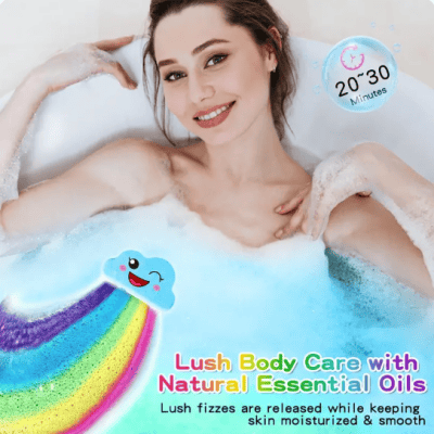 Rainbow Bath Bombs for Kids, Summer Bath Time Fun for Girls Teens Toddlers