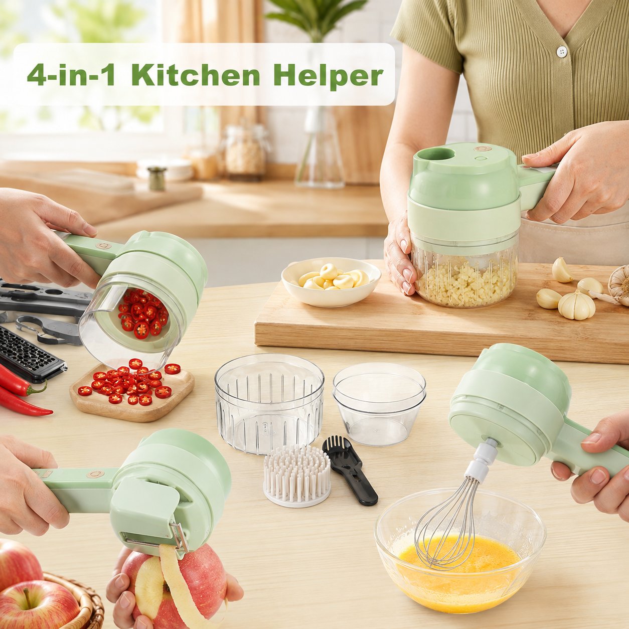Wireless All-In-One Multi Kitchen Prep Tool  Cordless Food Processor For Slicing, Mincing, Peeling & Whipping