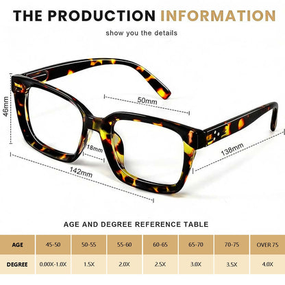 ✨Buy 1 get 3 packs👓Tortoiseshell Reading Glasses – Blue Light Blocking Oversized Square Readers