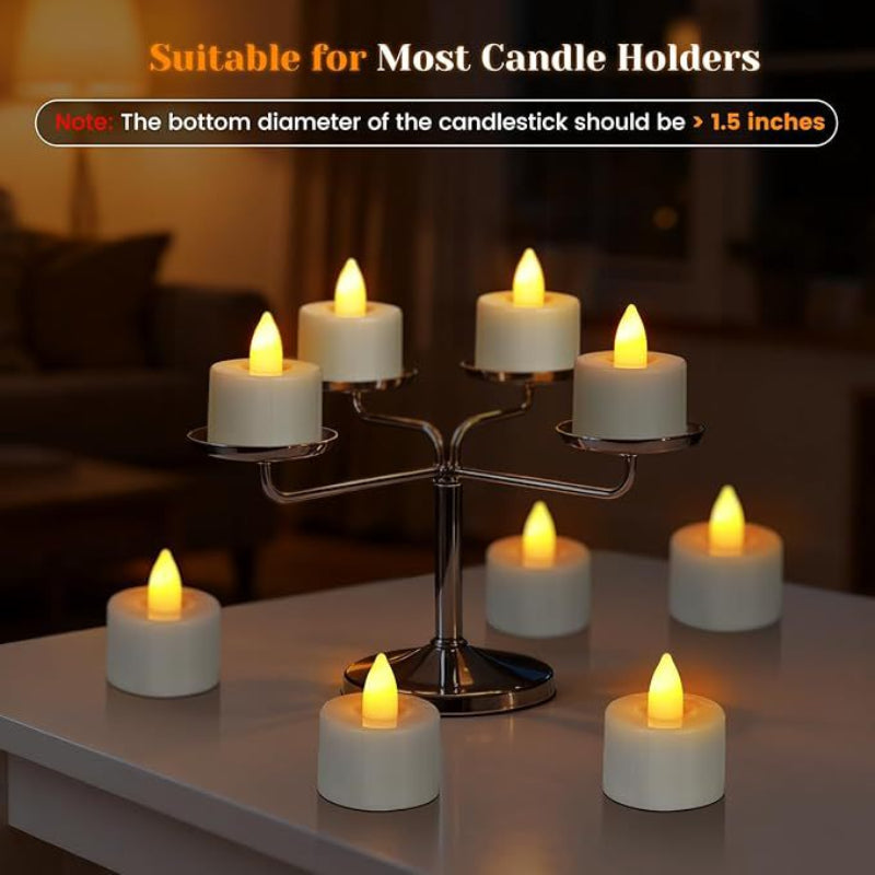 🕯6 / 12 Pack Rechargeable Flickering LED Tealight Candles with Charging Base, Remote & Timer | Safe Flameless Lights for Halloween Party Home Decor🕯️