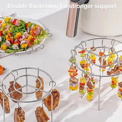 Air Fryer Grill Skewer Rack with 24 Vertical Stainless Steel Kabob Skewers