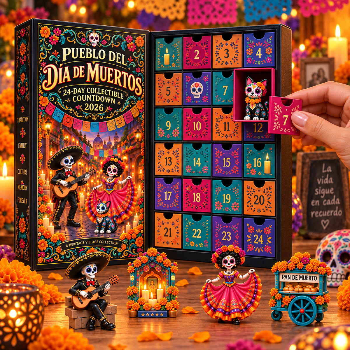 Day of the Dead Village 2026 – 24-Day Day of the Dead Collectible Countdown Calendar with 24 Unique Miniatures